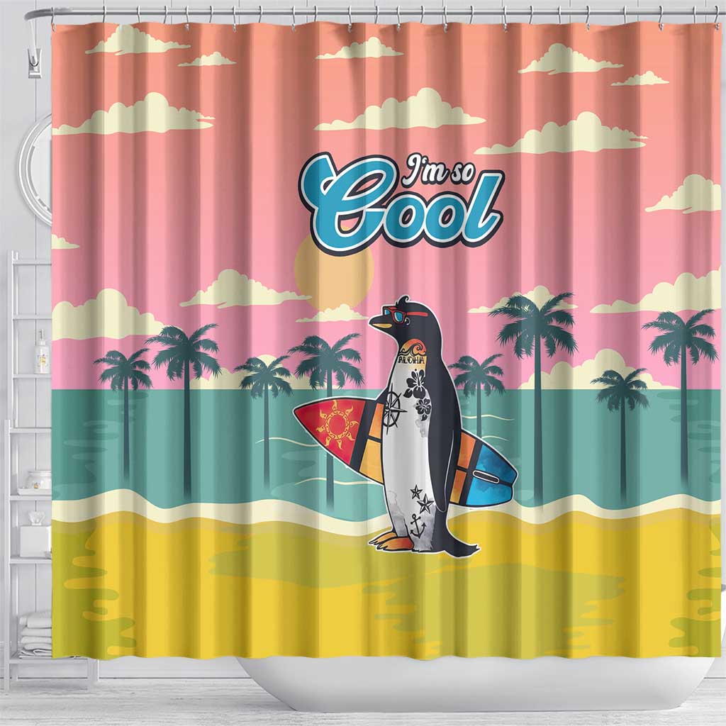 Penguin Im So Cool Christmas Shower Curtain Xmas Holiday Patterns - Wonder Print Shop