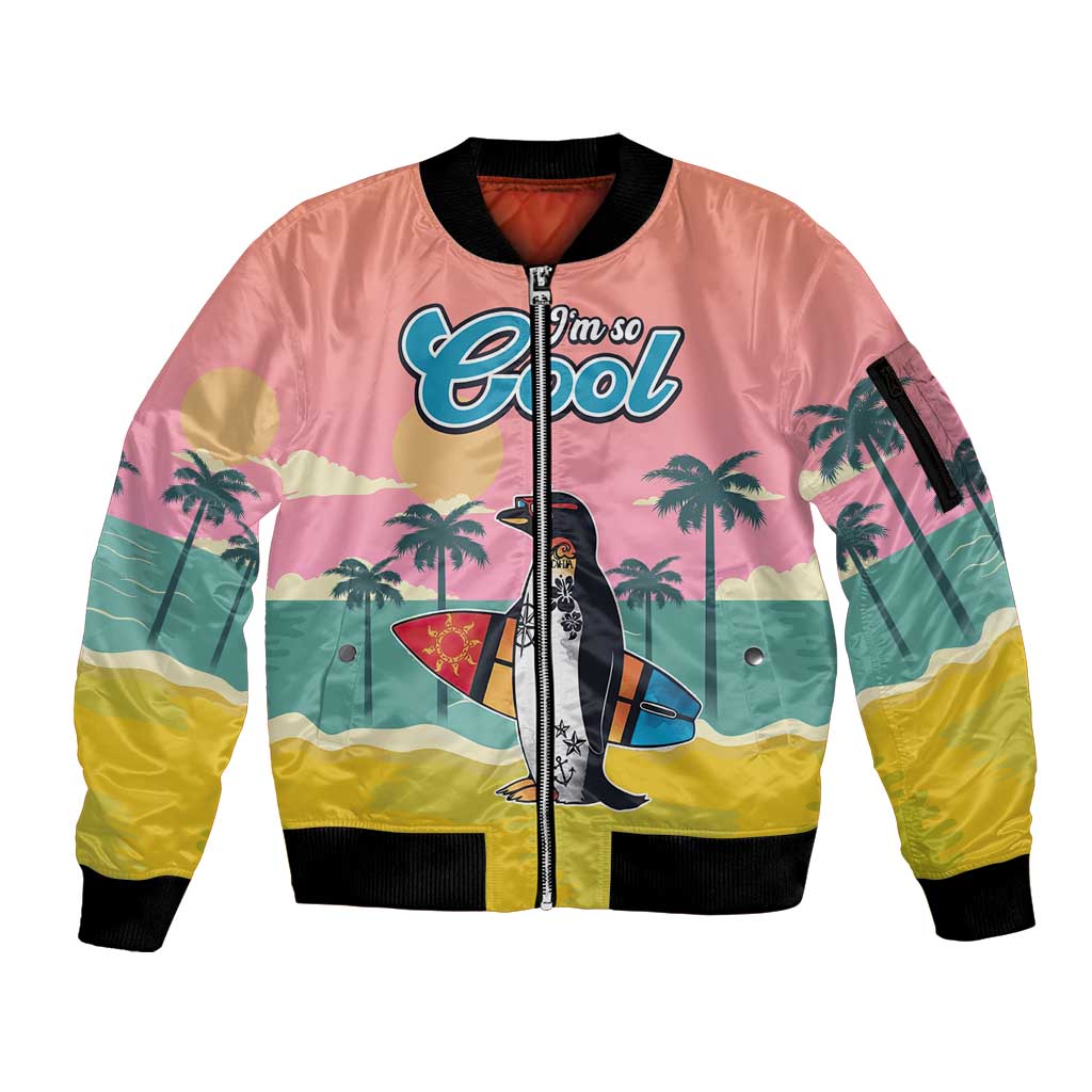 Penguin Im So Cool Christmas Sleeve Zip Bomber Jacket Xmas Holiday Patterns - Wonder Print Shop