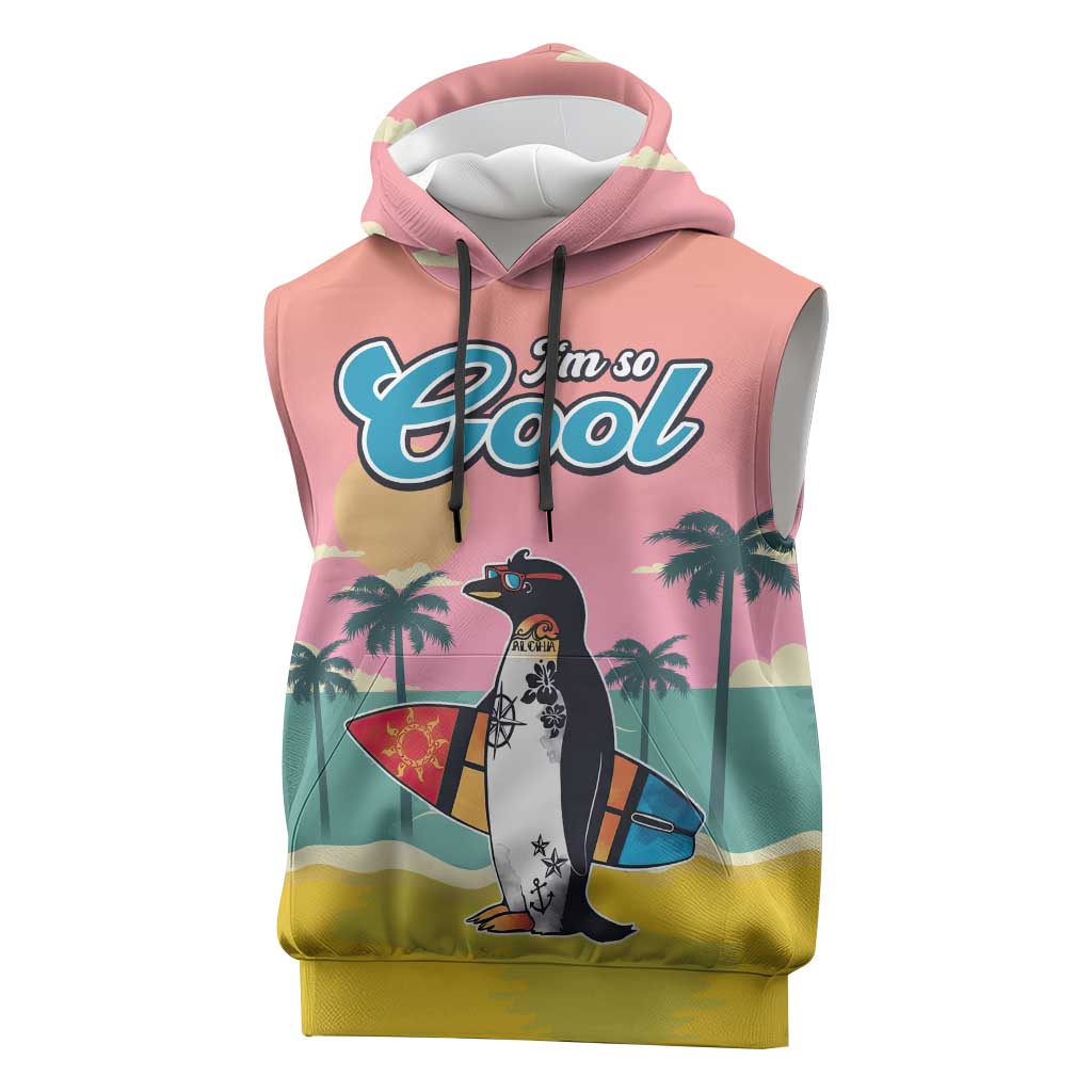 Penguin Im So Cool Christmas Sleeveless Hoodie Xmas Holiday Patterns - Wonder Print Shop