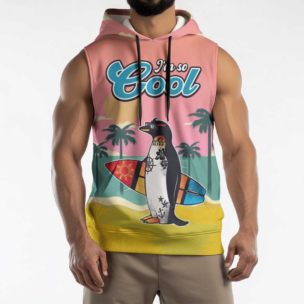Penguin Im So Cool Christmas Sleeveless Hoodie Xmas Holiday Patterns - Wonder Print Shop