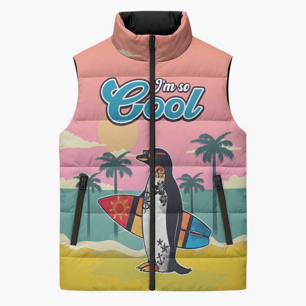 Penguin Im So Cool Christmas Sleeveless Puffer Jacket Xmas Holiday Patterns - Wonder Print Shop