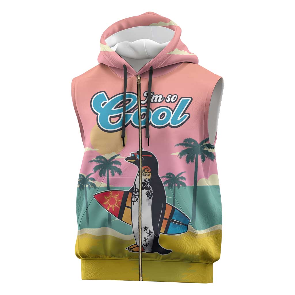 Penguin Im So Cool Christmas Sleeveless Zip Hoodie Xmas Holiday Patterns - Wonder Print Shop