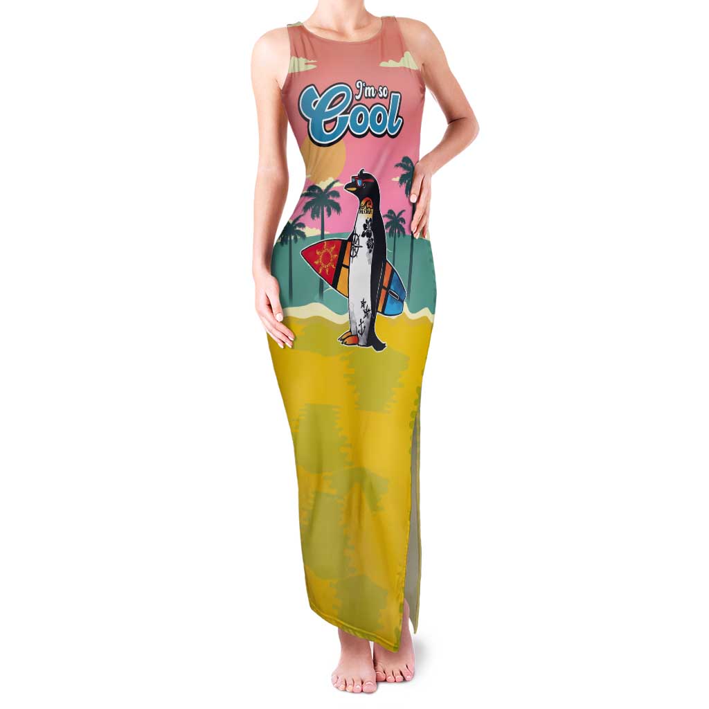 Penguin Im So Cool Christmas Tank Maxi Dress Xmas Holiday Patterns - Wonder Print Shop