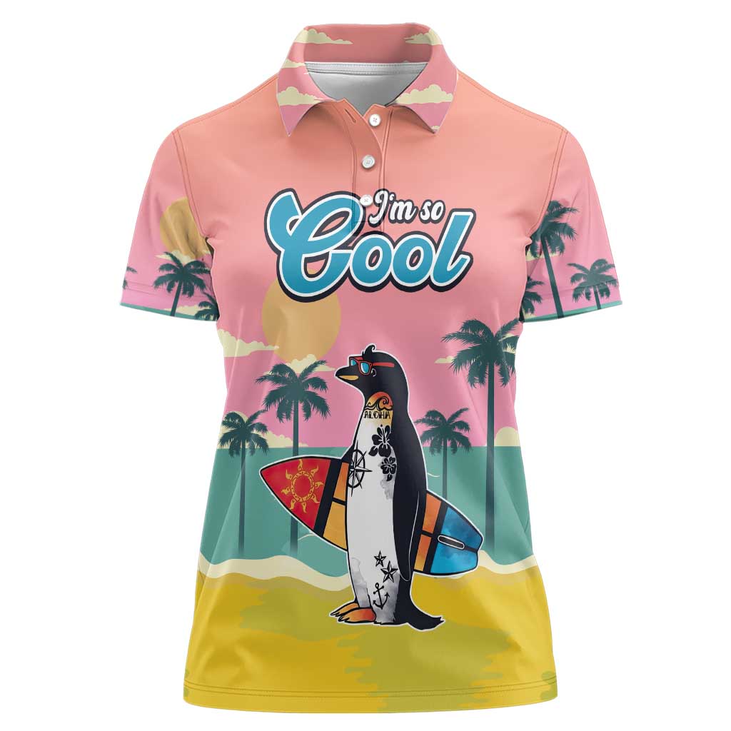 Penguin Im So Cool Christmas Women Polo Shirt Xmas Holiday Patterns - Wonder Print Shop