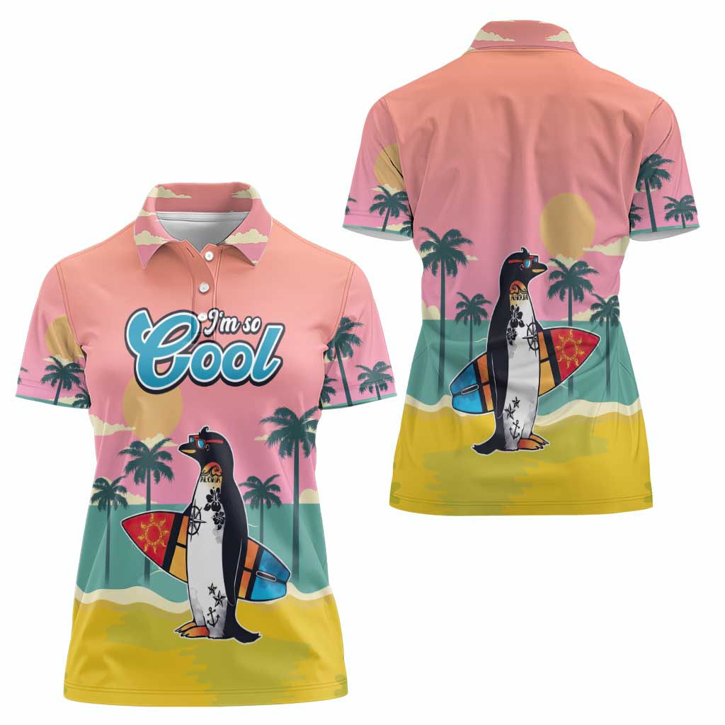Penguin Im So Cool Christmas Women Polo Shirt Xmas Holiday Patterns - Wonder Print Shop