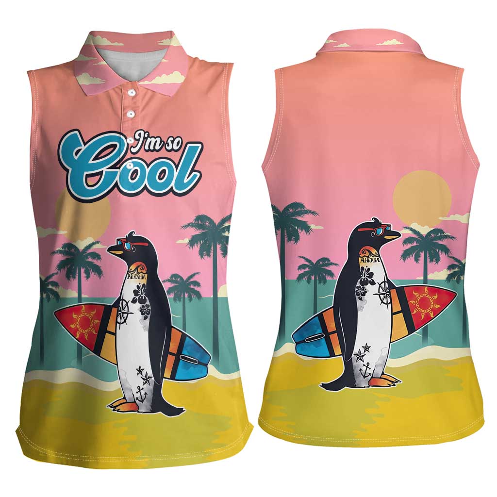 Penguin Im So Cool Christmas Women Sleeveless Polo Shirt Xmas Holiday Patterns - Wonder Print Shop