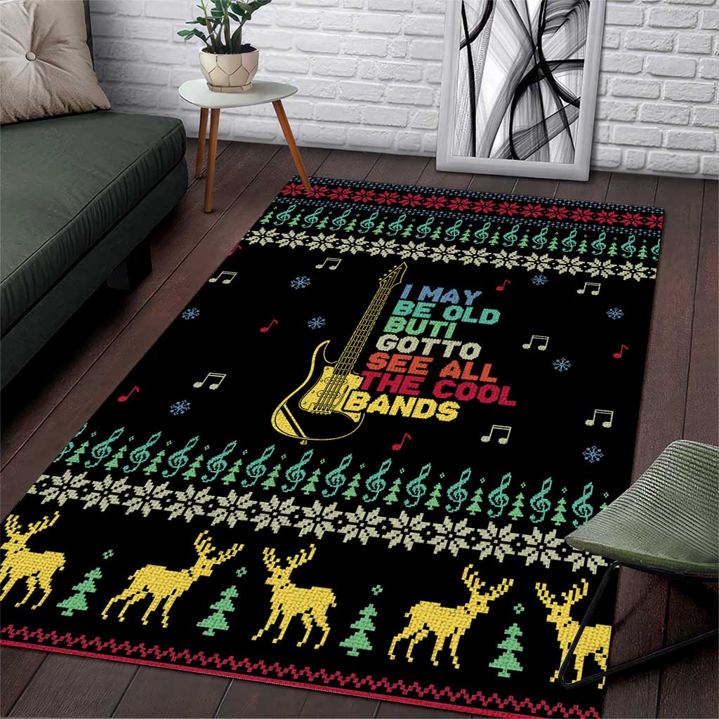Christmas Vintage Guitar Area Rug Xmas Holiday Patterns - Wonder Print Shop