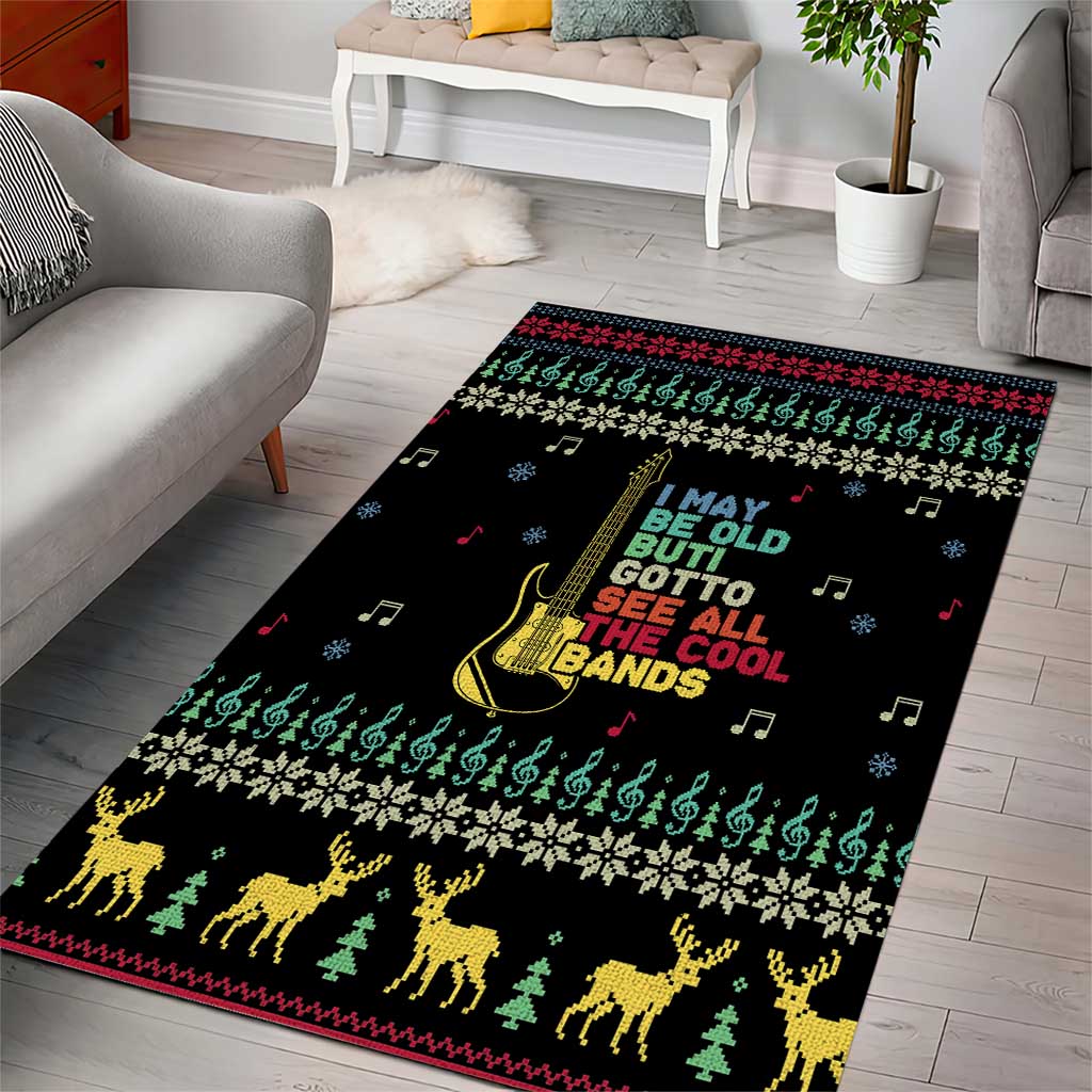 Christmas Vintage Guitar Area Rug Xmas Holiday Patterns - Wonder Print Shop