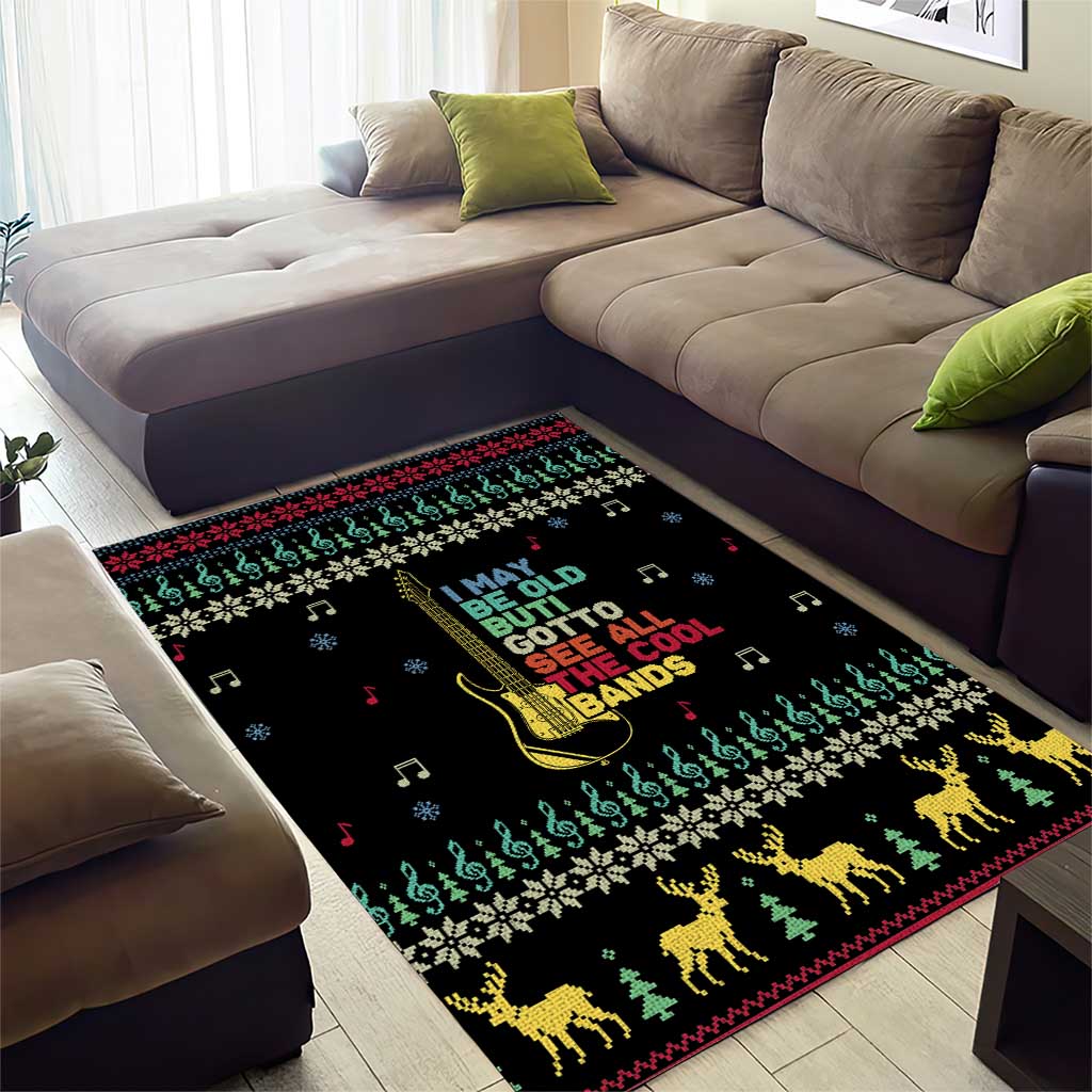 Christmas Vintage Guitar Area Rug Xmas Holiday Patterns - Wonder Print Shop