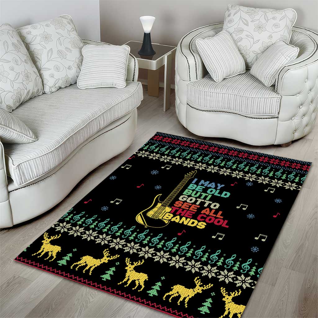 Christmas Vintage Guitar Area Rug Xmas Holiday Patterns - Wonder Print Shop