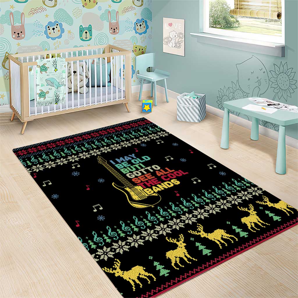 Christmas Vintage Guitar Area Rug Xmas Holiday Patterns - Wonder Print Shop