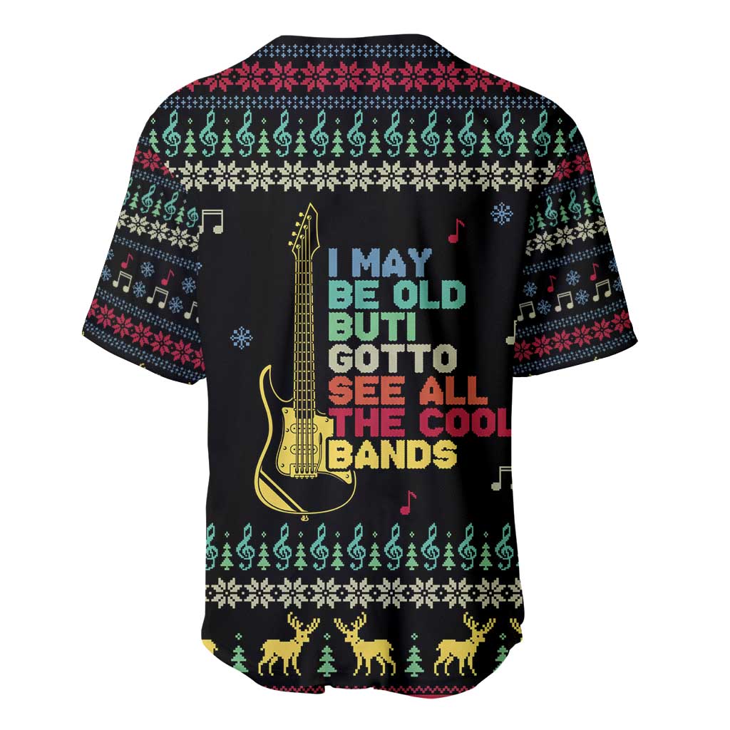 Christmas Vintage Guitar Baseball Jersey Xmas Holiday Patterns - Wonder Print Shop