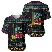 Christmas Vintage Guitar Baseball Jersey Xmas Holiday Patterns - Wonder Print Shop