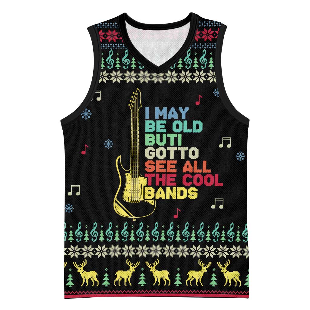 Christmas Vintage Guitar Basketball Jersey Xmas Holiday Patterns - Wonder Print Shop