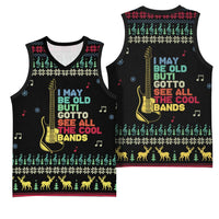 Christmas Vintage Guitar Basketball Jersey Xmas Holiday Patterns - Wonder Print Shop