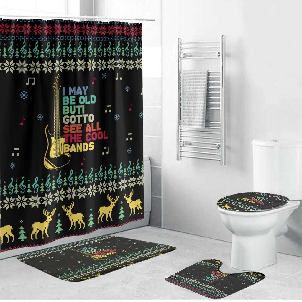 Christmas Vintage Guitar Bathroom Set Xmas Holiday Patterns - Wonder Print Shop