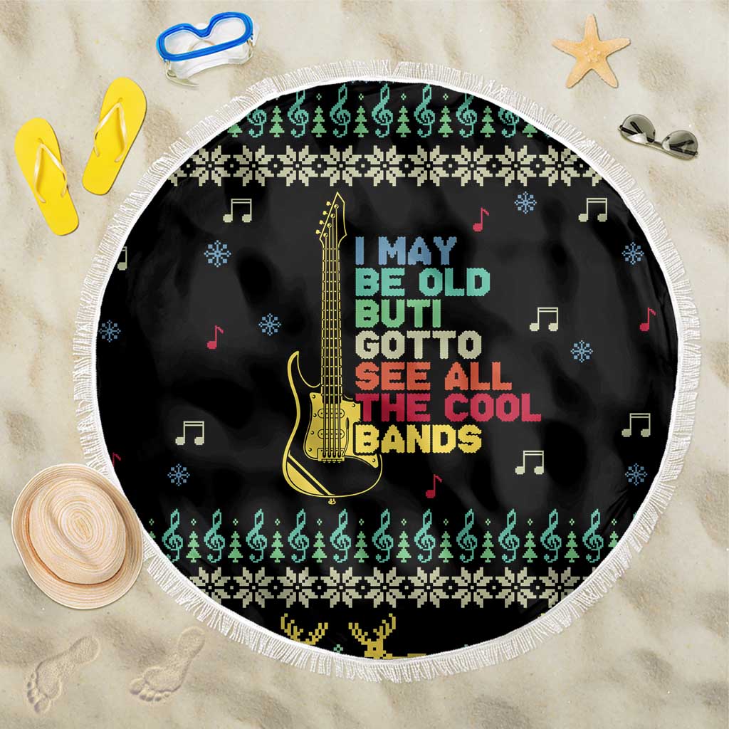 Christmas Vintage Guitar Beach Blanket Xmas Holiday Patterns - Wonder Print Shop
