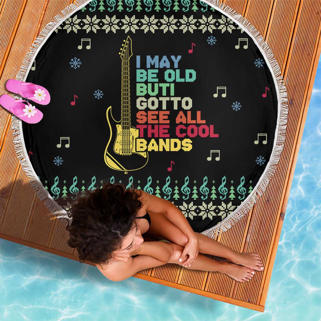 Christmas Vintage Guitar Beach Blanket Xmas Holiday Patterns - Wonder Print Shop