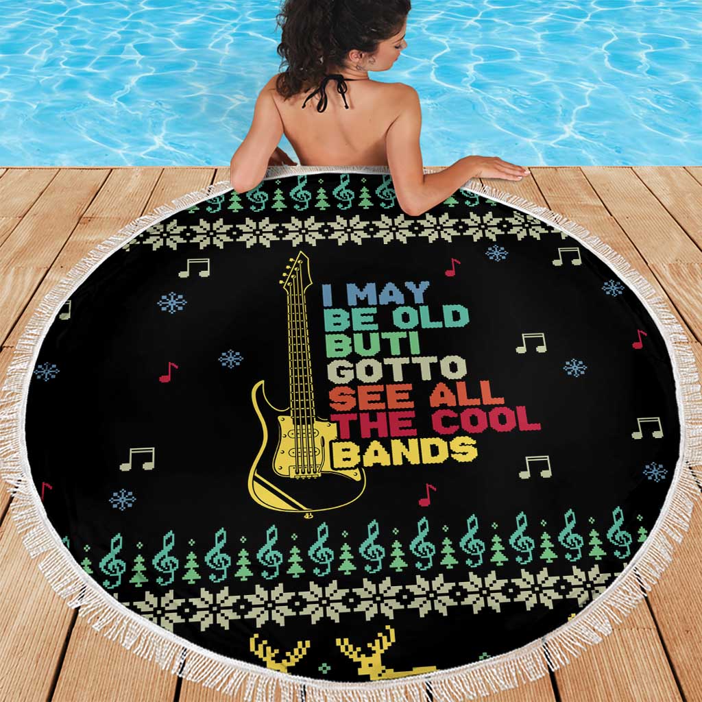 Christmas Vintage Guitar Beach Blanket Xmas Holiday Patterns - Wonder Print Shop