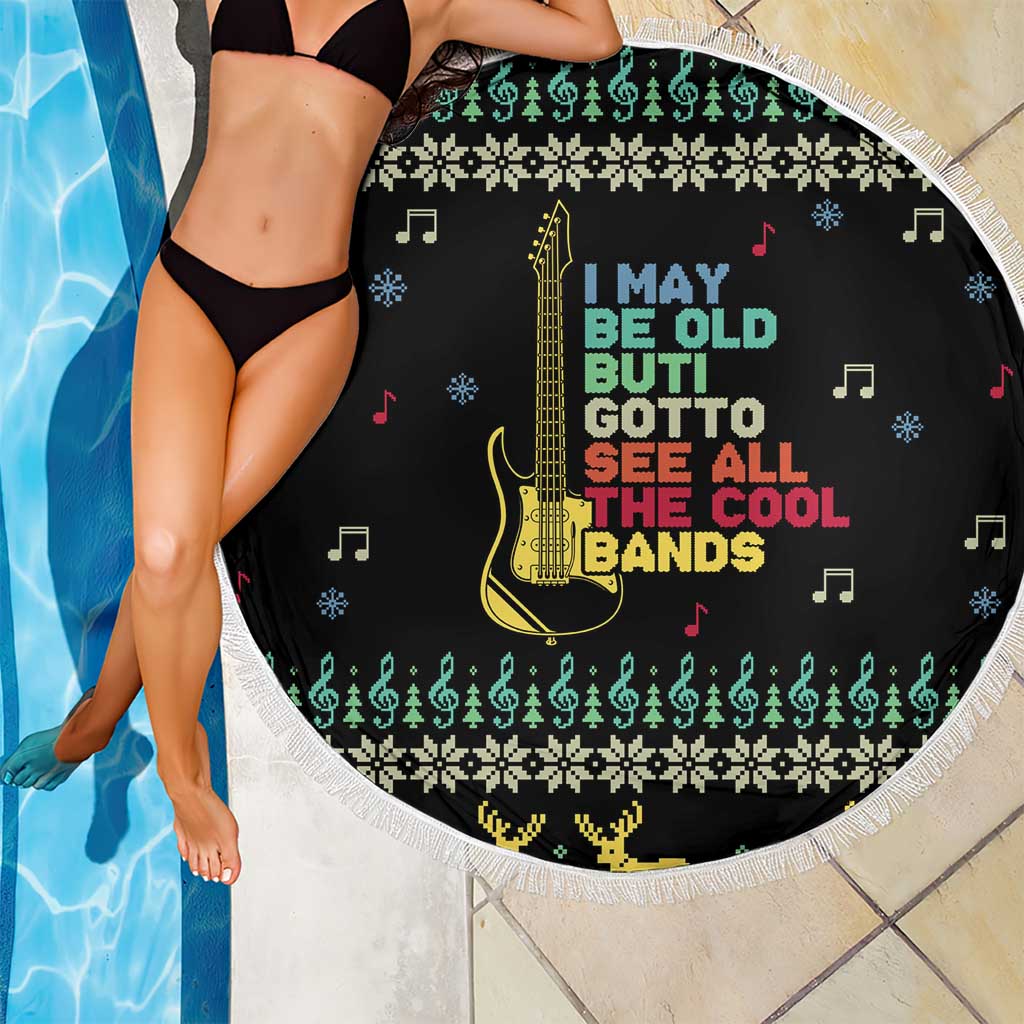 Christmas Vintage Guitar Beach Blanket Xmas Holiday Patterns - Wonder Print Shop