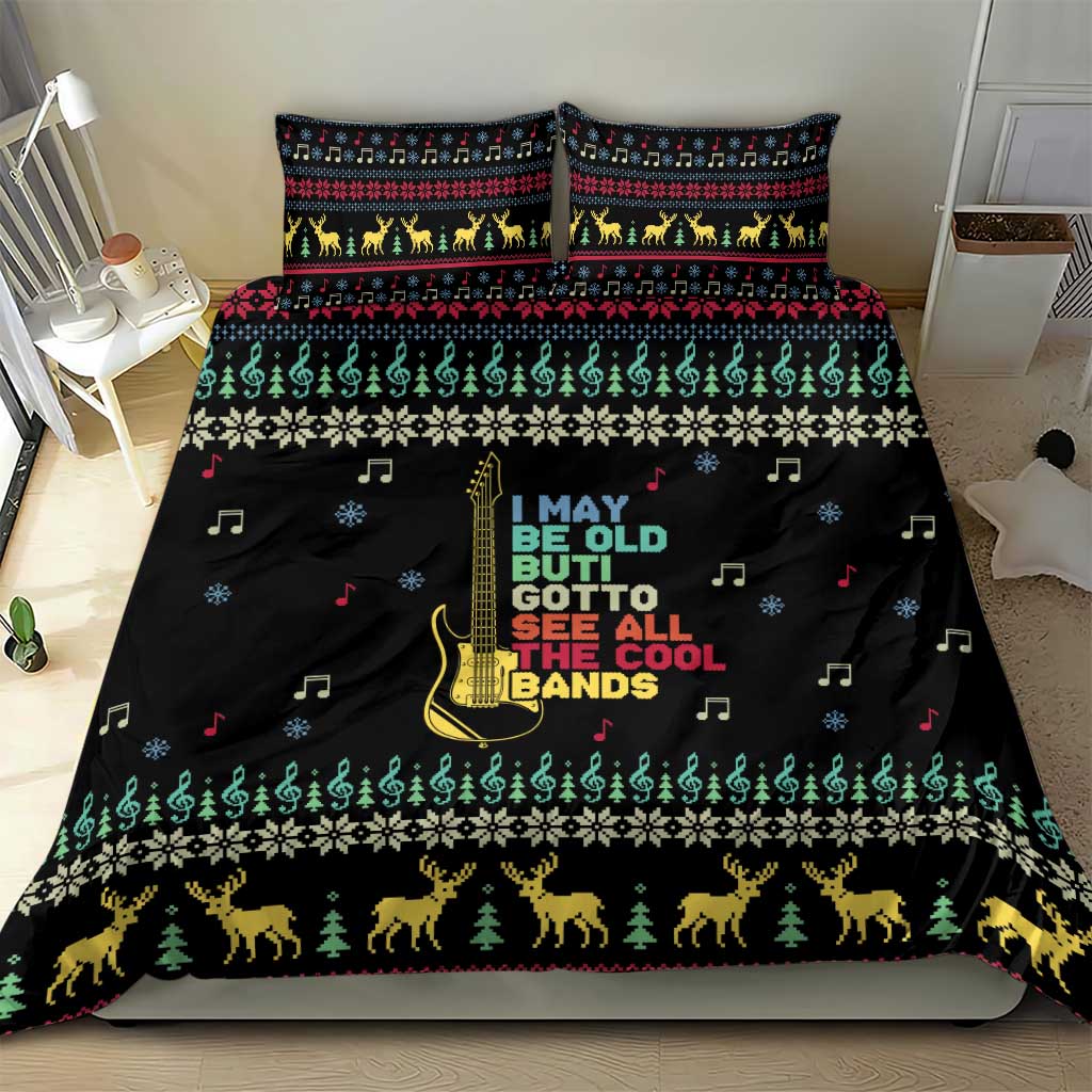 Christmas Vintage Guitar Bedding Set Xmas Holiday Patterns - Wonder Print Shop