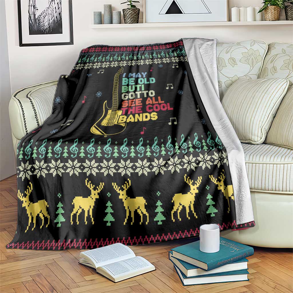 Christmas Vintage Guitar Blanket Xmas Holiday Patterns - Wonder Print Shop