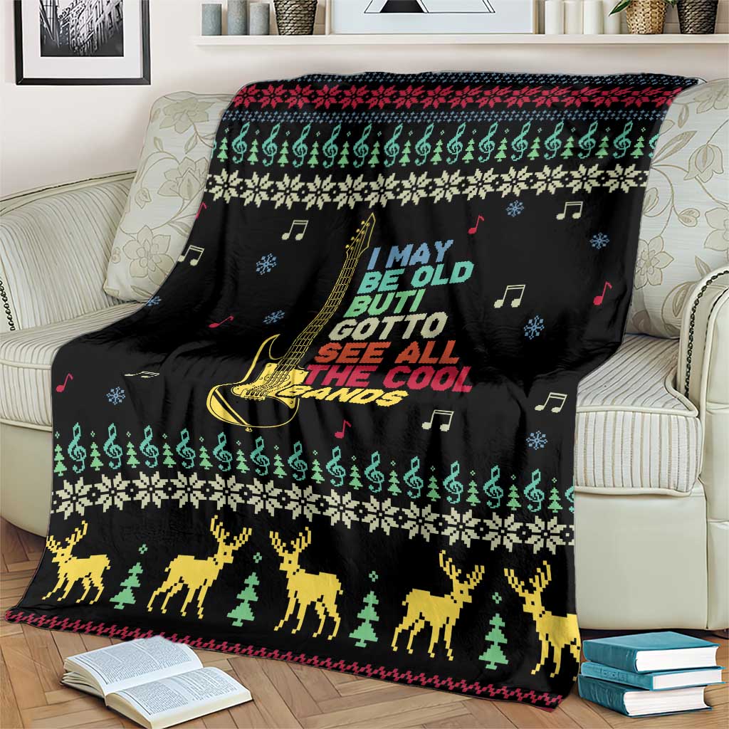Christmas Vintage Guitar Blanket Xmas Holiday Patterns - Wonder Print Shop