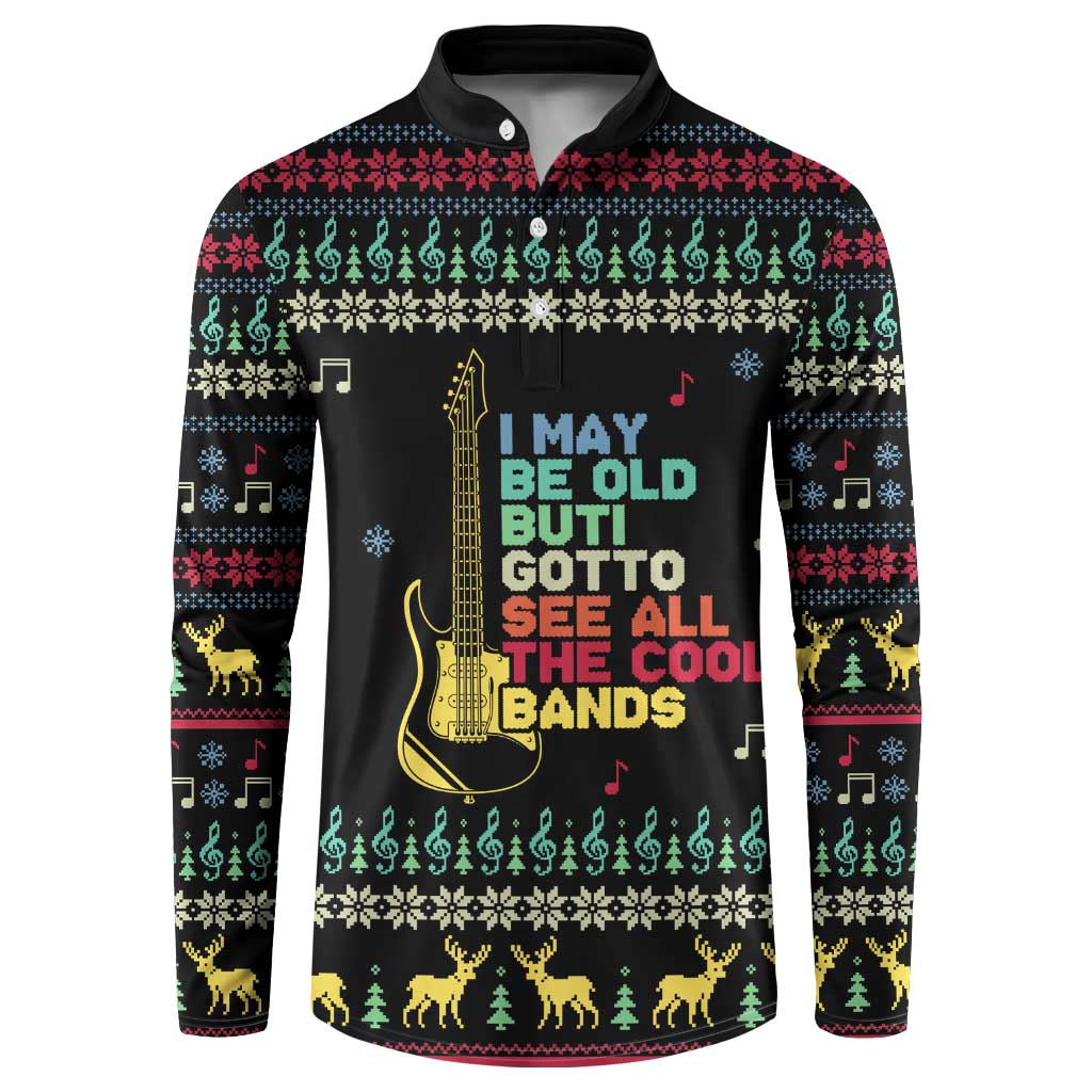 Christmas Vintage Guitar Button Sweatshirt Xmas Holiday Patterns - Wonder Print Shop