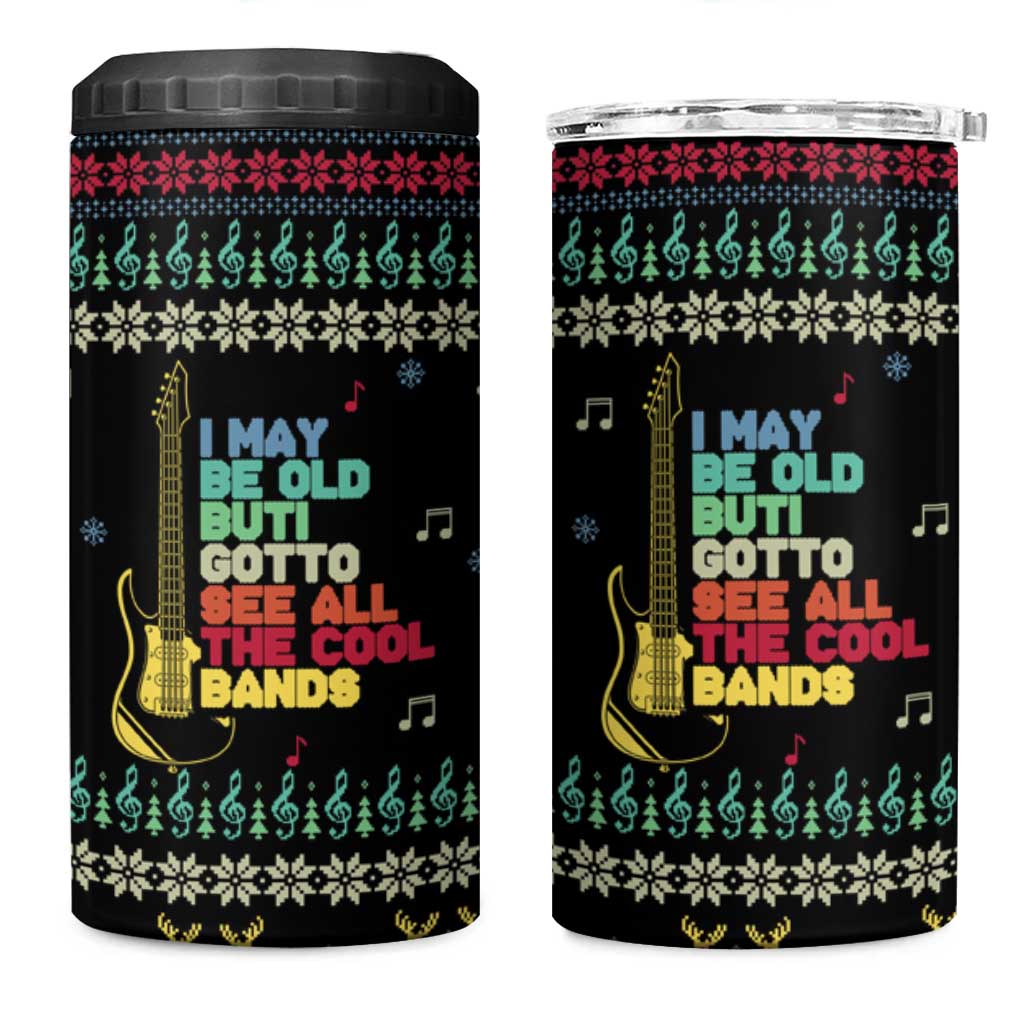 Christmas Vintage Guitar 4 in 1 Can Cooler Tumbler Xmas Holiday Patterns - Wonder Print Shop