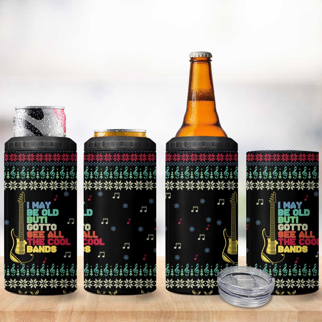 Christmas Vintage Guitar 4 in 1 Can Cooler Tumbler Xmas Holiday Patterns - Wonder Print Shop