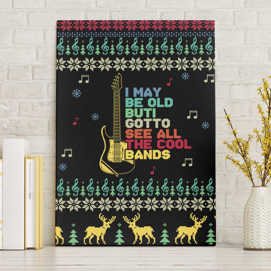 Christmas Vintage Guitar Canvas Wall Art Xmas Holiday Patterns - Wonder Print Shop