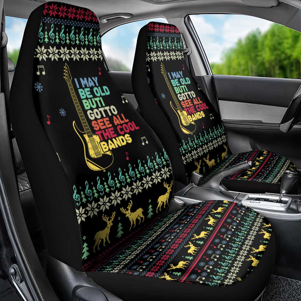 Christmas Vintage Guitar Car Seat Cover Xmas Holiday Patterns - Wonder Print Shop