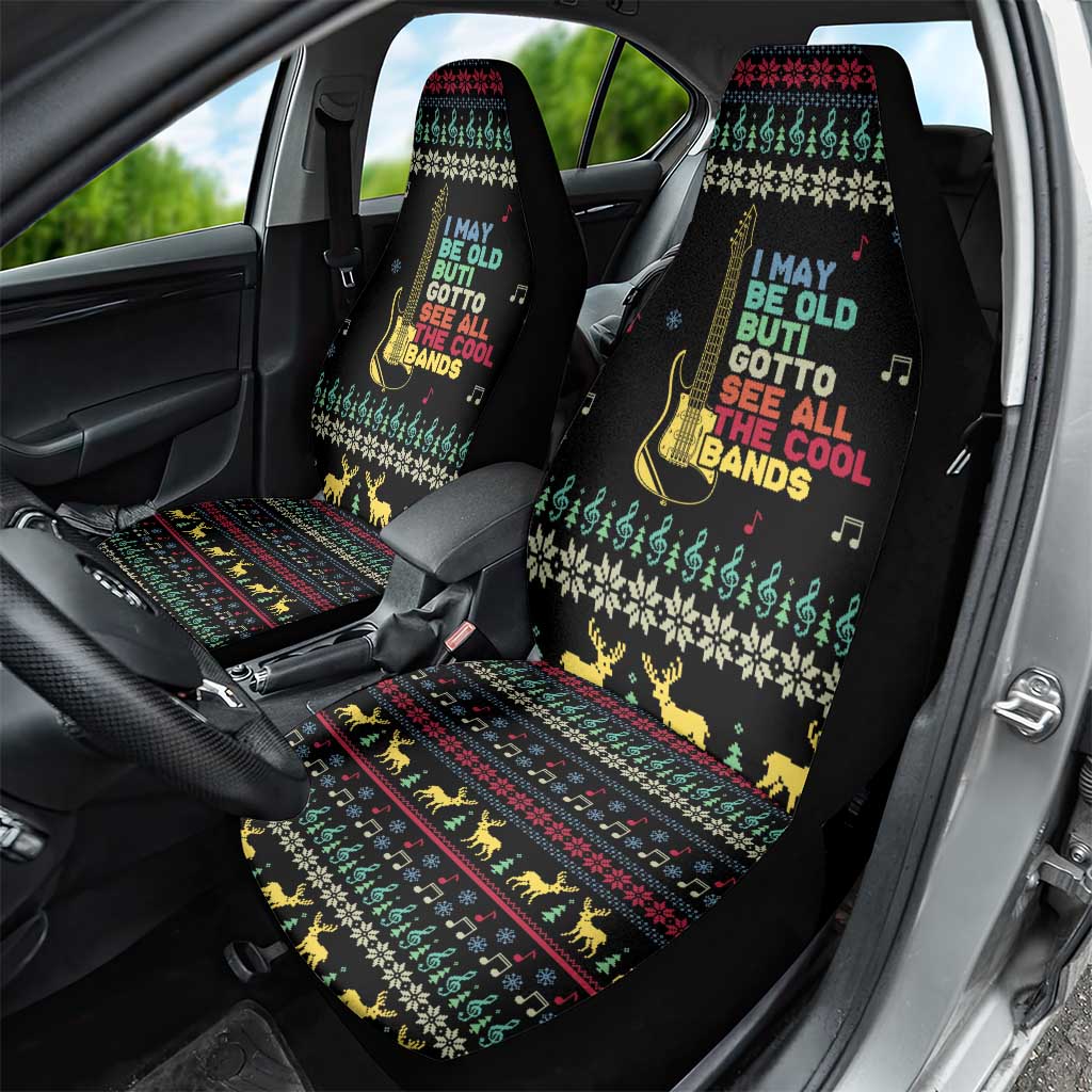 Christmas Vintage Guitar Car Seat Cover Xmas Holiday Patterns - Wonder Print Shop