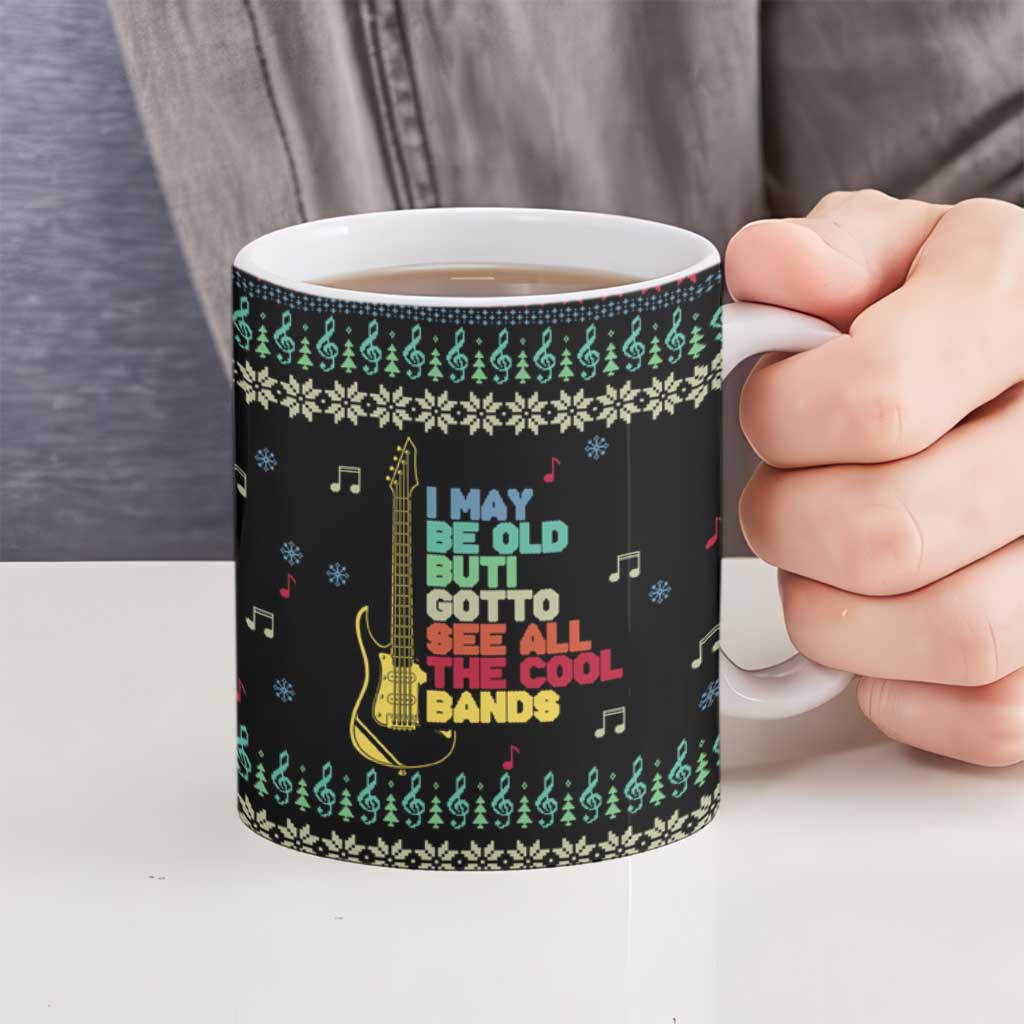 Christmas Vintage Guitar Ceramic Mug Xmas Holiday Patterns - Wonder Print Shop