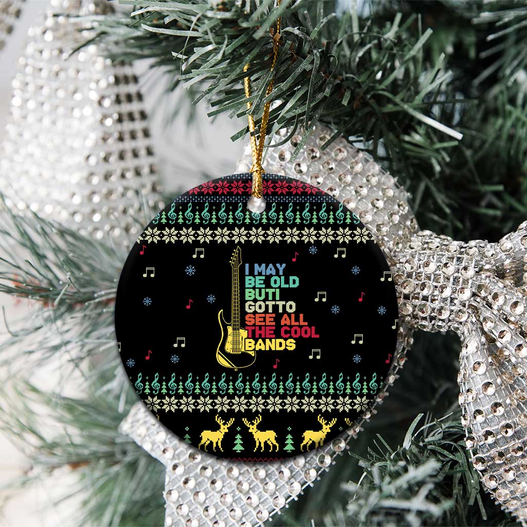 Christmas Vintage Guitar Ceramic Ornament Xmas Holiday Patterns - Wonder Print Shop