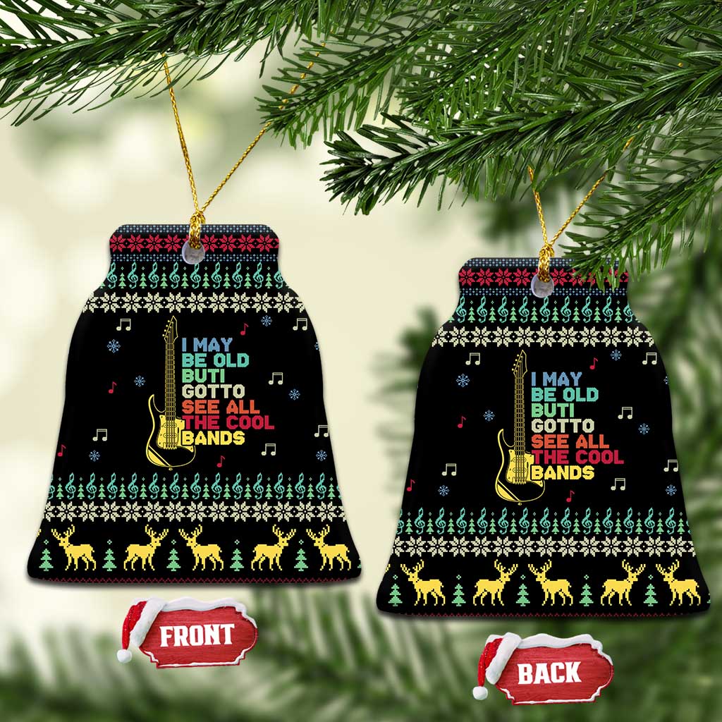 Christmas Vintage Guitar Ceramic Ornament Xmas Holiday Patterns - Wonder Print Shop