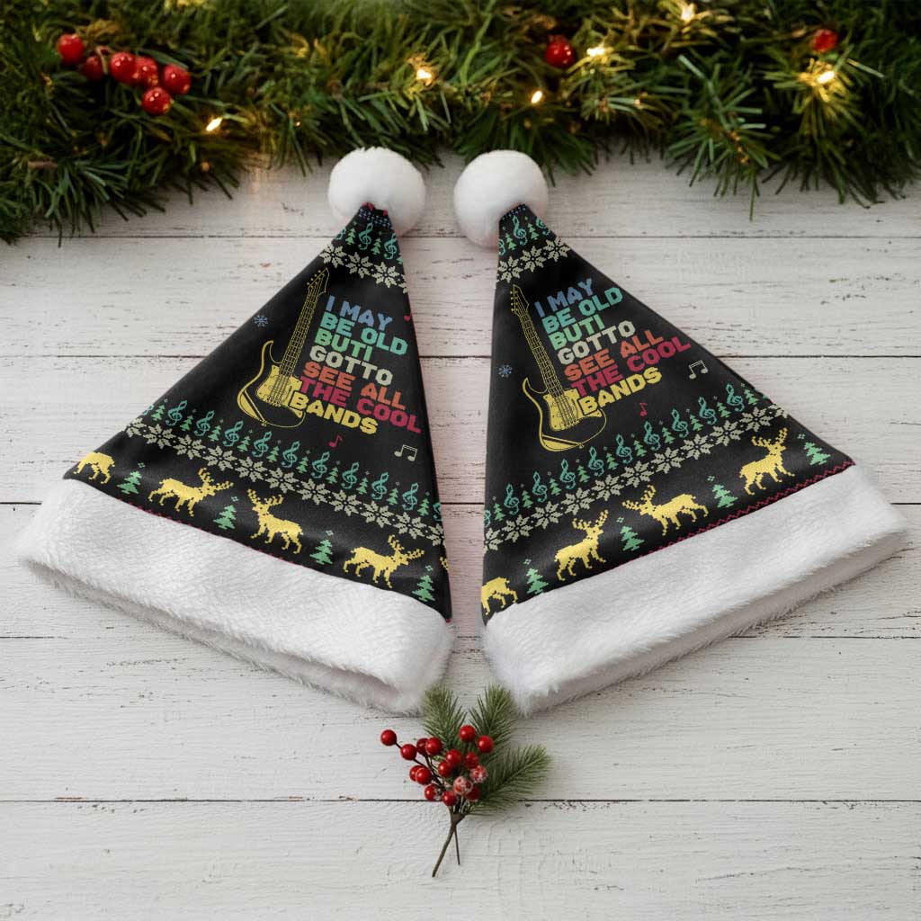 Christmas Vintage Guitar Christmas Santa Hat Xmas Holiday Patterns - Wonder Print Shop