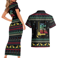 Christmas Vintage Guitar Couples Matching Short Sleeve Bodycon Dress and Hawaiian Shirt Xmas Holiday Patterns - Wonder Print Shop