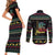 Christmas Vintage Guitar Couples Matching Short Sleeve Bodycon Dress and Long Sleeve Button Shirt Xmas Holiday Patterns - Wonder Print Shop