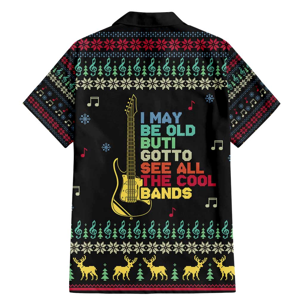 Christmas Vintage Guitar Family Matching Long Sleeve Bodycon Dress and Hawaiian Shirt Xmas Holiday Patterns - Wonder Print Shop