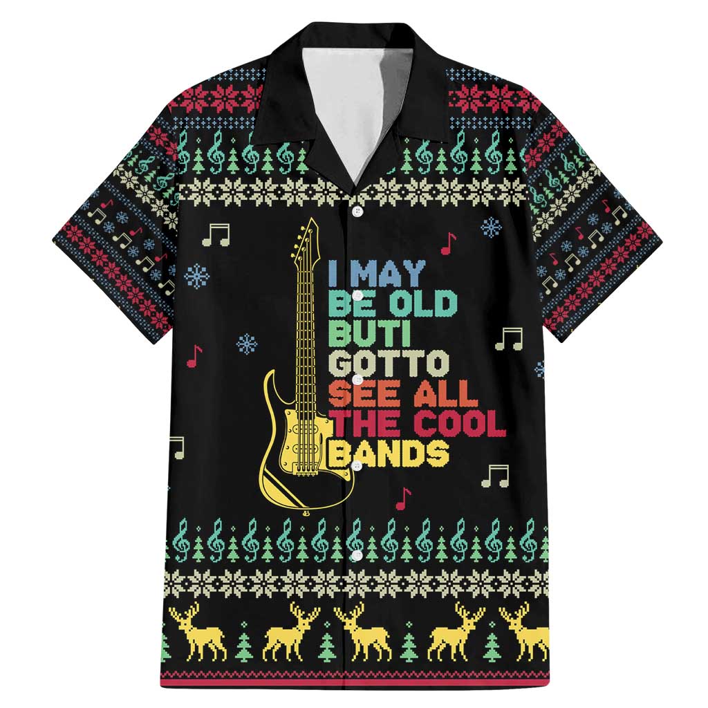 Christmas Vintage Guitar Family Matching Mermaid Dress and Hawaiian Shirt Xmas Holiday Patterns - Wonder Print Shop