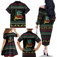Christmas Vintage Guitar Family Matching Off The Shoulder Long Sleeve Dress and Hawaiian Shirt Xmas Holiday Patterns - Wonder Print Shop