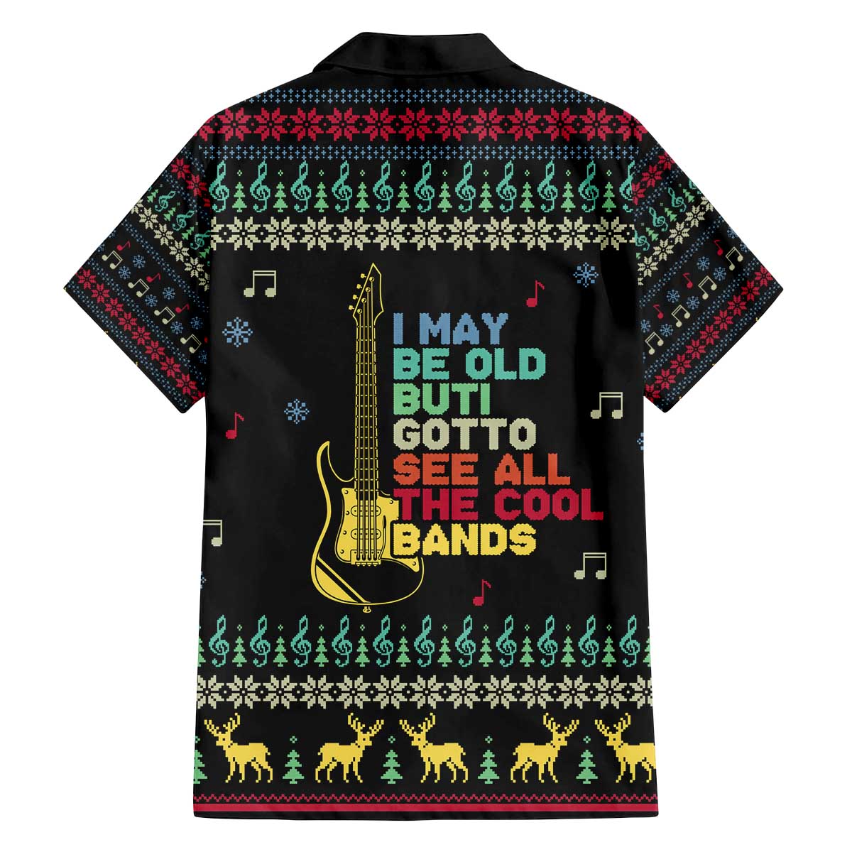 Christmas Vintage Guitar Family Matching Off The Shoulder Long Sleeve Dress and Hawaiian Shirt Xmas Holiday Patterns - Wonder Print Shop