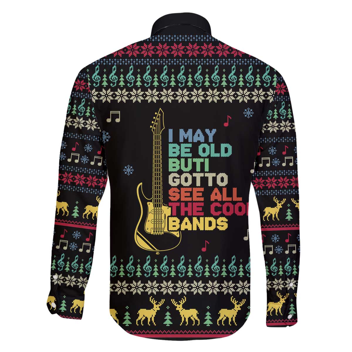 Christmas Vintage Guitar Family Matching Off The Shoulder Long Sleeve Dress and Hawaiian Shirt Xmas Holiday Patterns - Wonder Print Shop