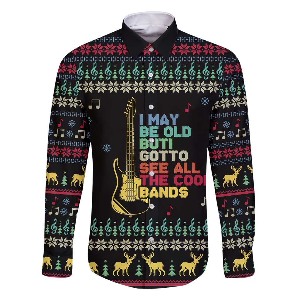 Christmas Vintage Guitar Family Matching Off Shoulder Maxi Dress and Hawaiian Shirt Xmas Holiday Patterns - Wonder Print Shop