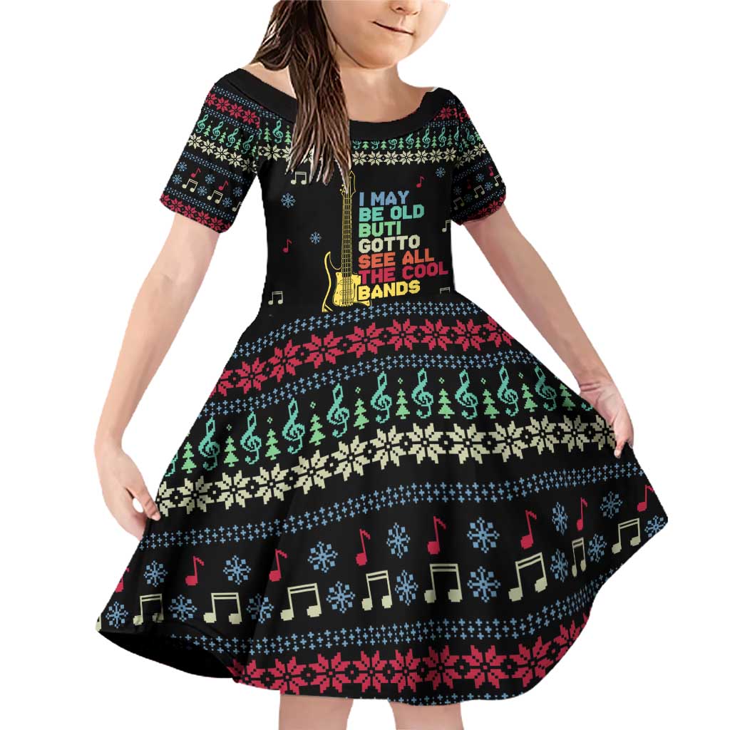 Christmas Vintage Guitar Family Matching Off Shoulder Short Dress and Hawaiian Shirt Xmas Holiday Patterns - Wonder Print Shop