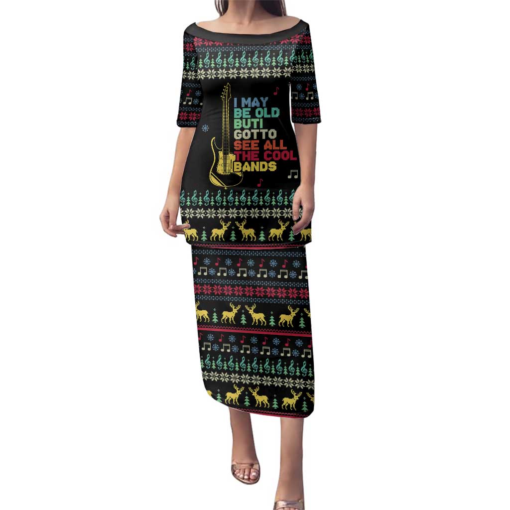 Christmas Vintage Guitar Family Matching Puletasi and Hawaiian Shirt Xmas Holiday Patterns - Wonder Print Shop