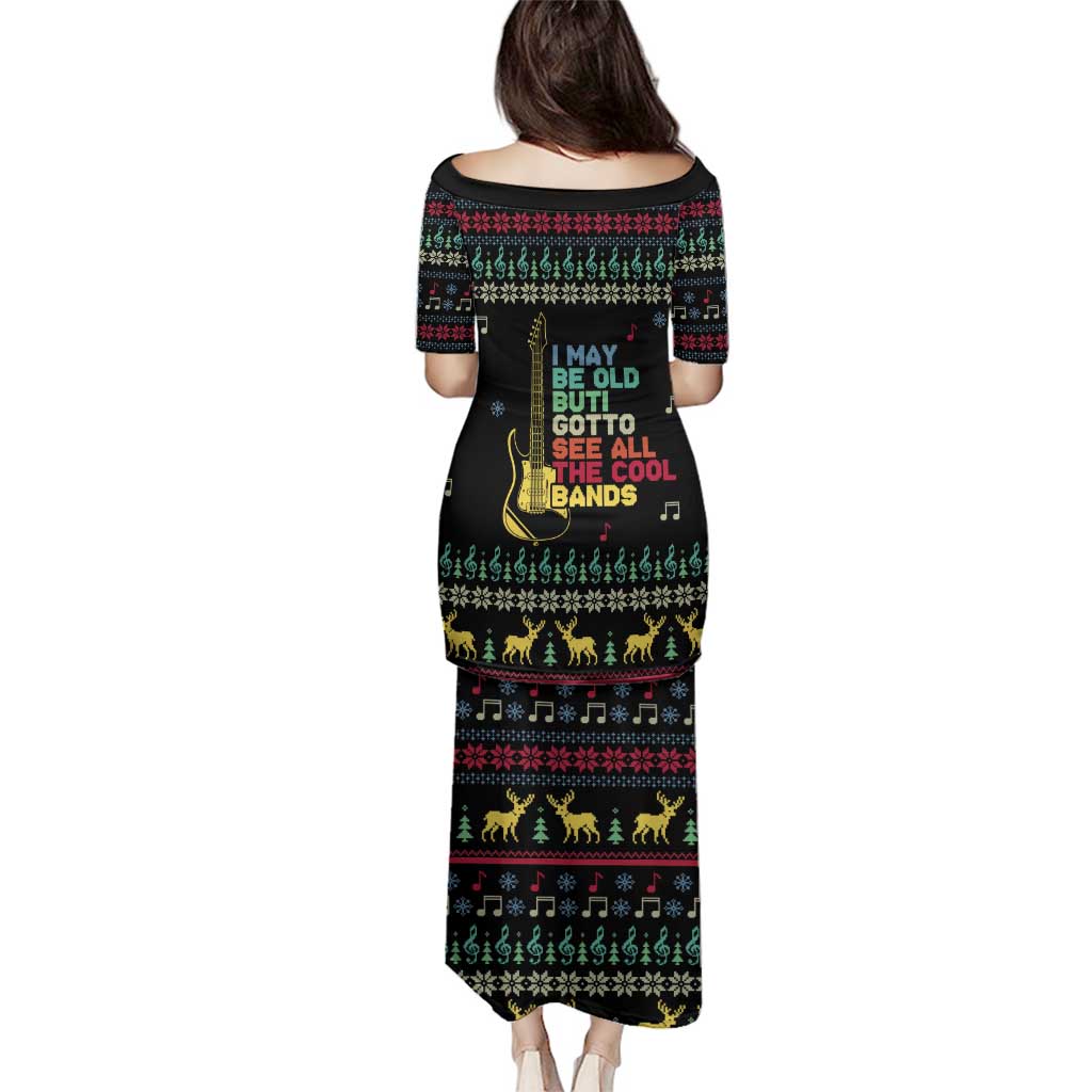 Christmas Vintage Guitar Family Matching Puletasi and Hawaiian Shirt Xmas Holiday Patterns - Wonder Print Shop