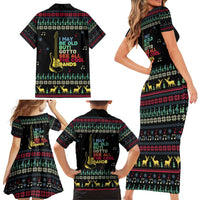 Christmas Vintage Guitar Family Matching Short Sleeve Bodycon Dress and Hawaiian Shirt Xmas Holiday Patterns - Wonder Print Shop