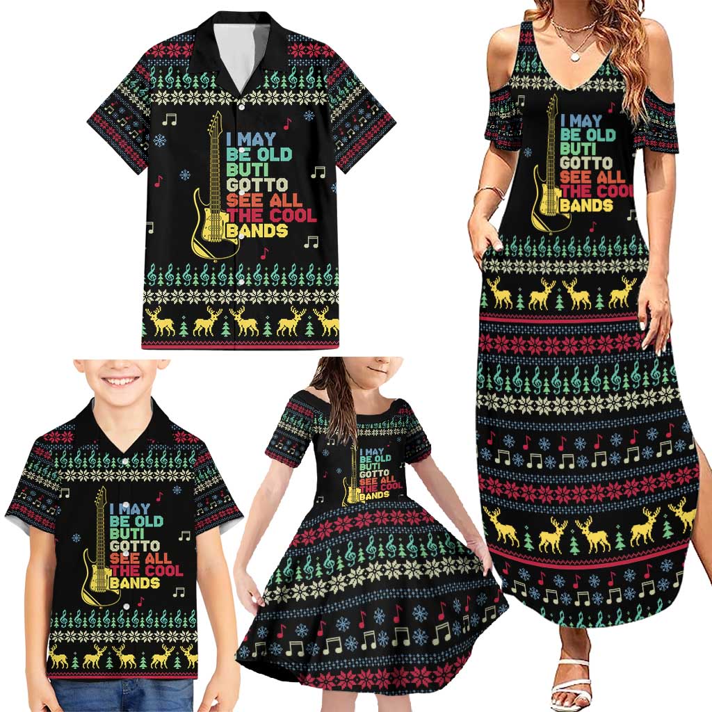 Christmas Vintage Guitar Family Matching Summer Maxi Dress and Hawaiian Shirt Xmas Holiday Patterns - Wonder Print Shop